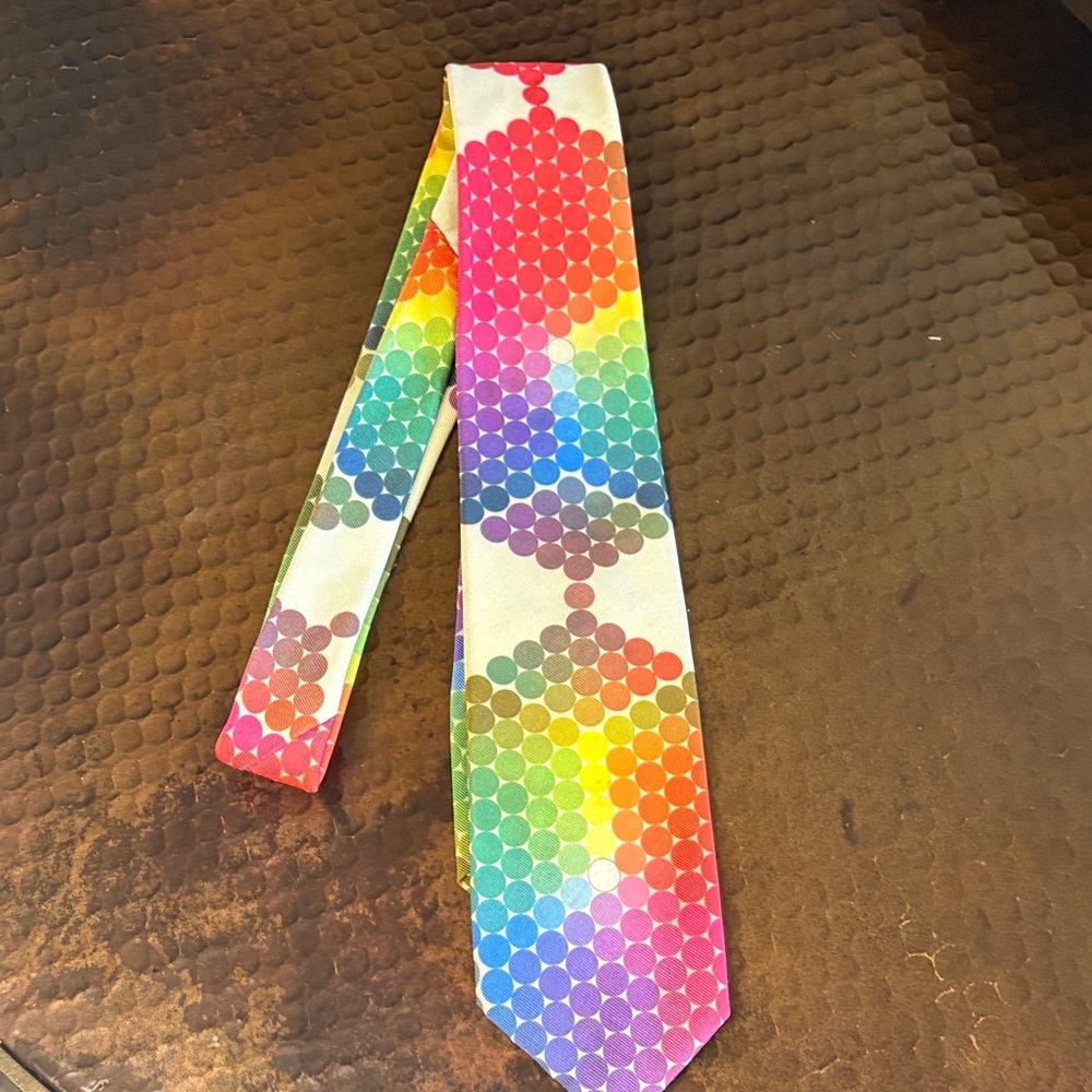 Vintage 1969 Rochester Institute Of Technology RIT Multicolored Dots Necktie 70s